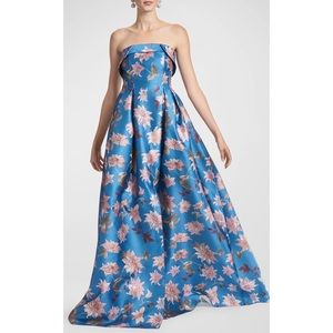 SACHIN AND BABI PLEATED FLORAL GOWN